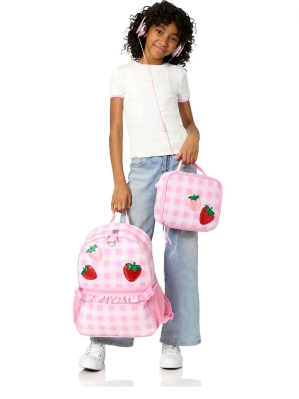 Pink Strawberry Patch Kids Backpack - Unbranded